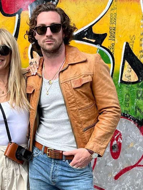 Aaron Taylor-Johnson Brown Leather Jacket
