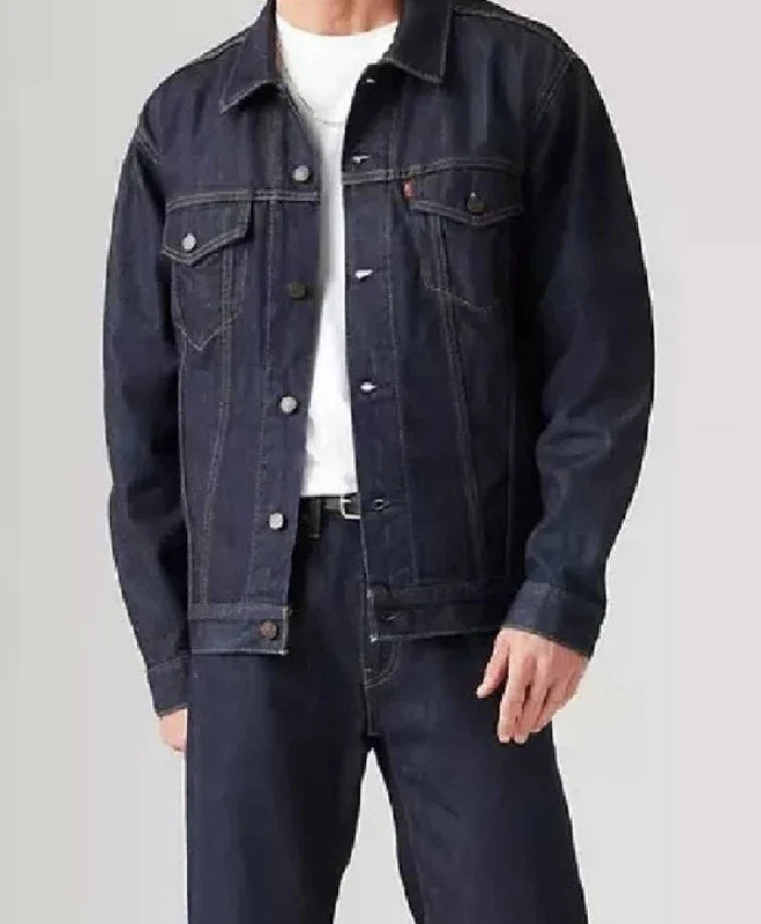 American Idol Slater Nally Dark Blue Trucker Jacket
