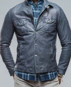 TV-Series Americas Got Talent S20 Blue Washed Leather Jacket For Men