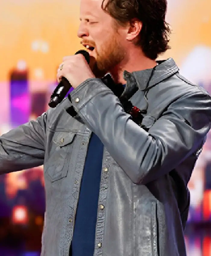 Americas Got Talent Blue Washed Leather Jacket For Sale