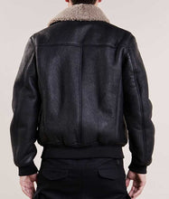 Mens Aviator Bomber Black Leather Jacket