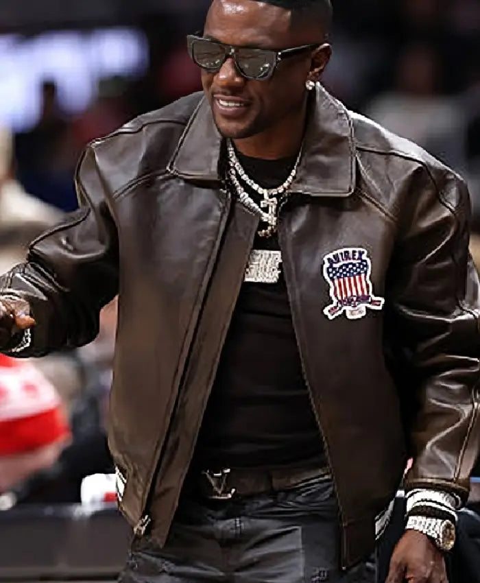 Boosie Badazz Chicago Bulls v Atlanta Hawks Brown Leather Jacket For Men