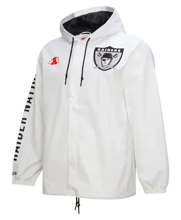 Raiders Coaches Full-Snap White Hoodie