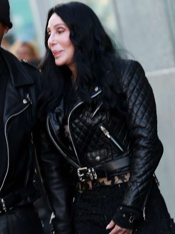 Cher The Bikeriders 2024 Black Leather Jacket