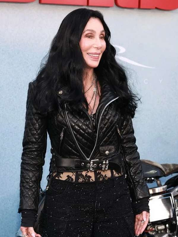 Cher The Bikeriders 2024 Black Leather Jacket