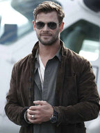 Chris Hemsworth Brown Suede Leather Jacket
