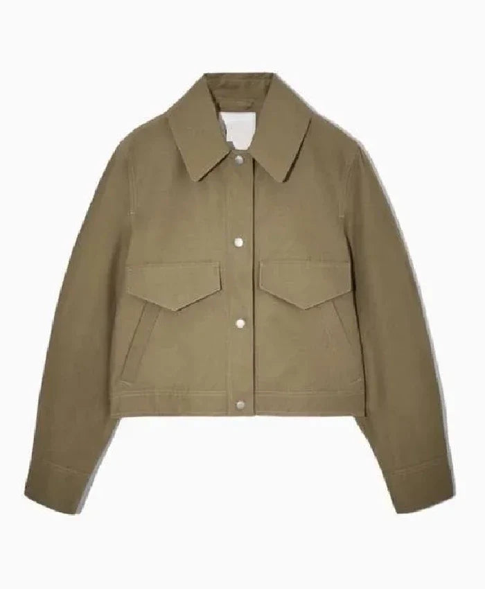 Cush Jumbo Criminal Record 2024 Green Cropped Jacket