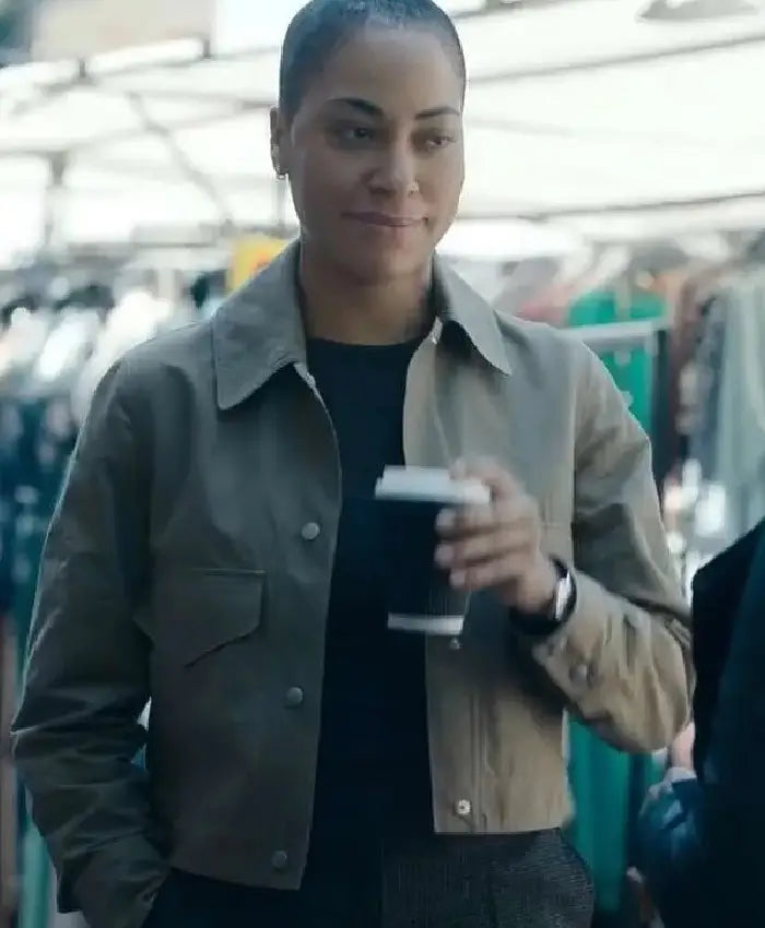 Cush Jumbo Criminal Record 2024 Cropped Green Jacket