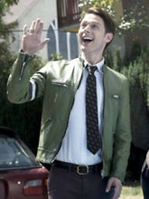 Samuel Barnett Dirk Gently Holistic Green Leather Jacket