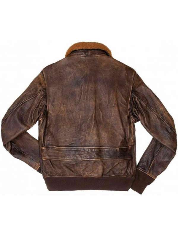 Men Shearling Brown Bomber Leather Jacket