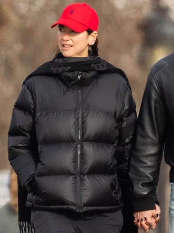 Dua Lipa Black Puffer Jacket