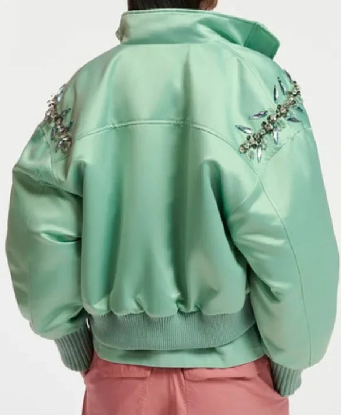 Ashley Park Emily In Paris S04 Green Satin Jacket