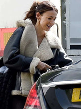 Michelle Keegan Fool Me Once Black Shearling Leather Jacket