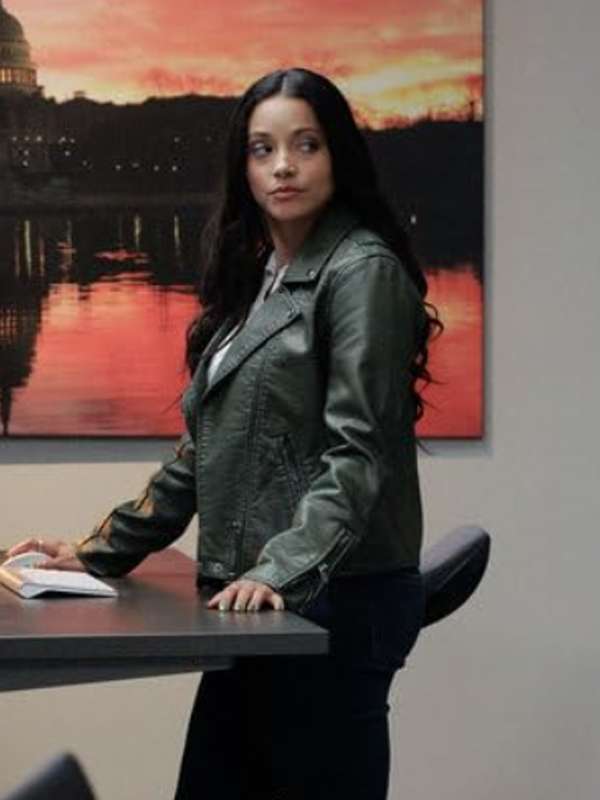 Lacey Quinn Found Green Leather Jacket