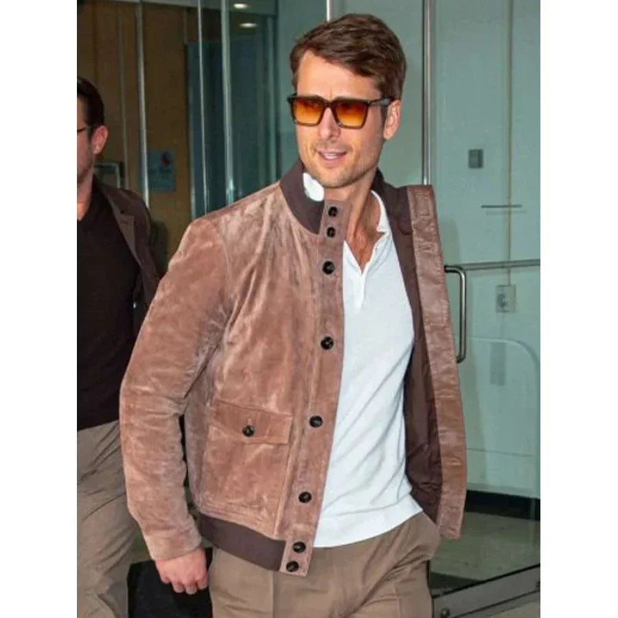 Glen Powell Brown Suede Jacket