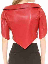 Buy Heart Shaped Red Cropped Leather Jacket For Women