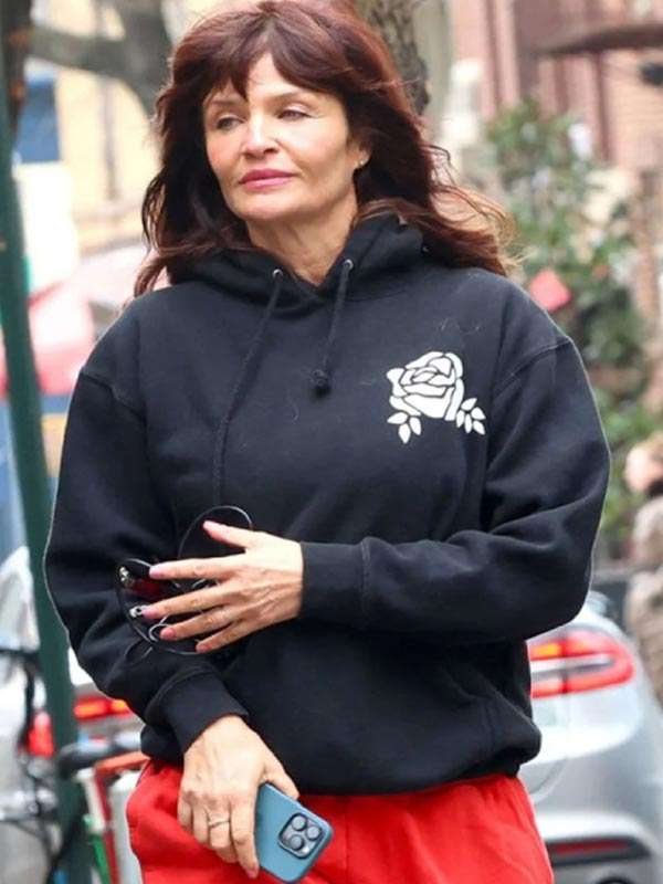 NYC  Helena Christensen Black Flower Hoodie