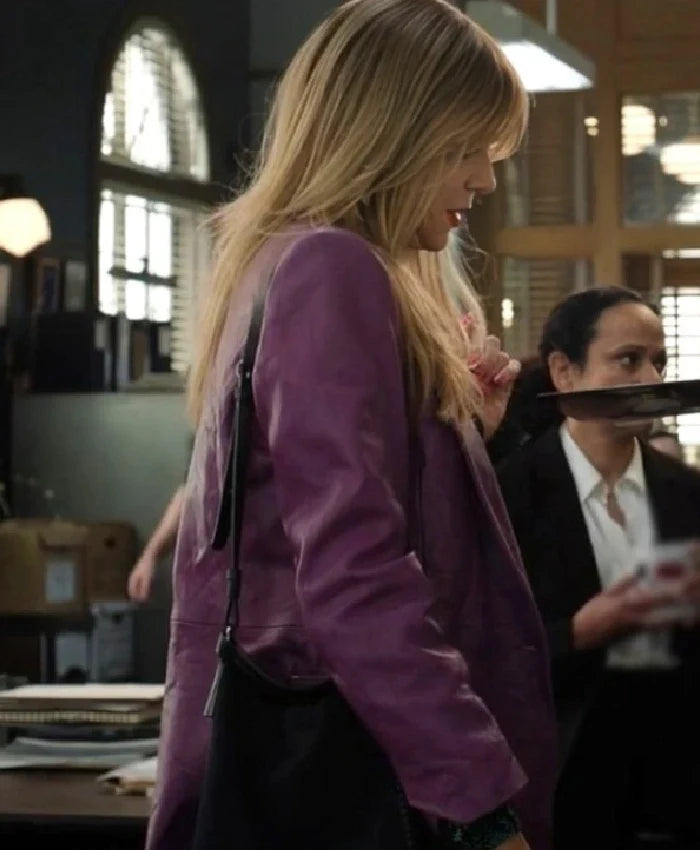 Kaitlin Olson High Potential 2024 Purple Leather Blazer For Women