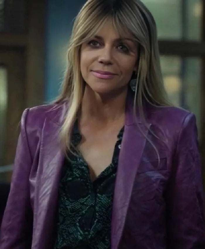Kaitlin Olson High Potential 2024 Purple Leather Blazer