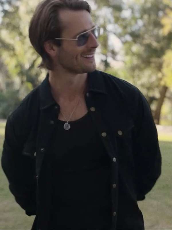 Glen Powell Hit Man 2024 Black Jacket