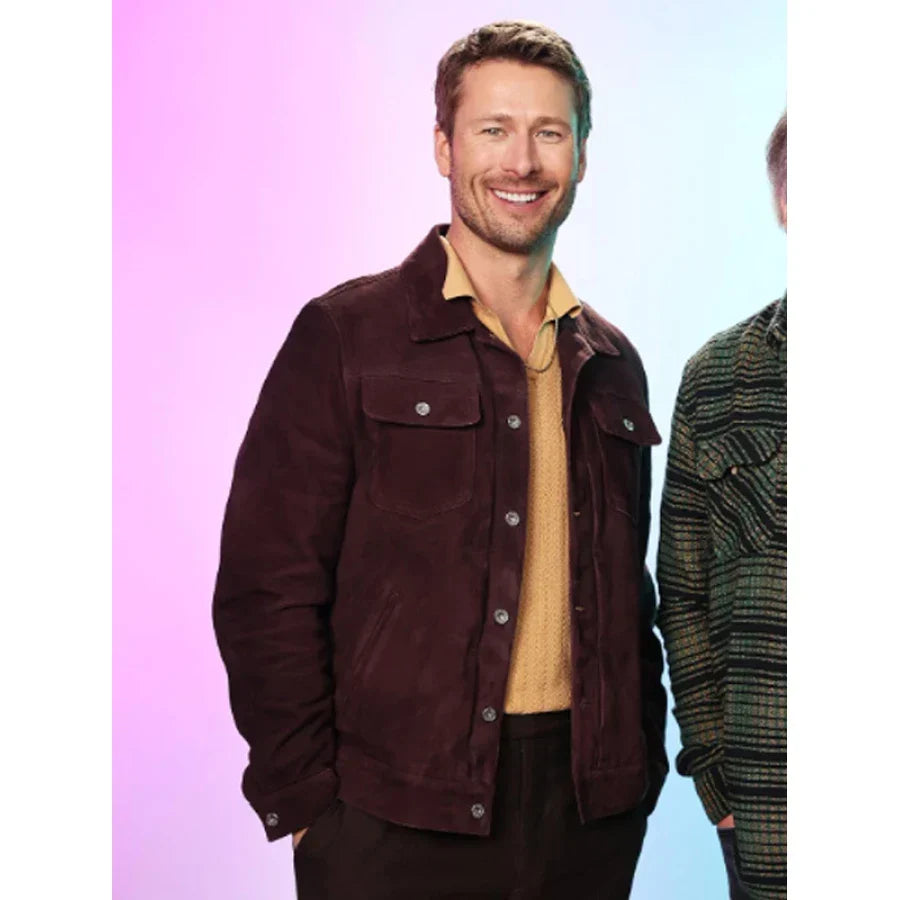 Glen Powell Hit Man Brown Jacket