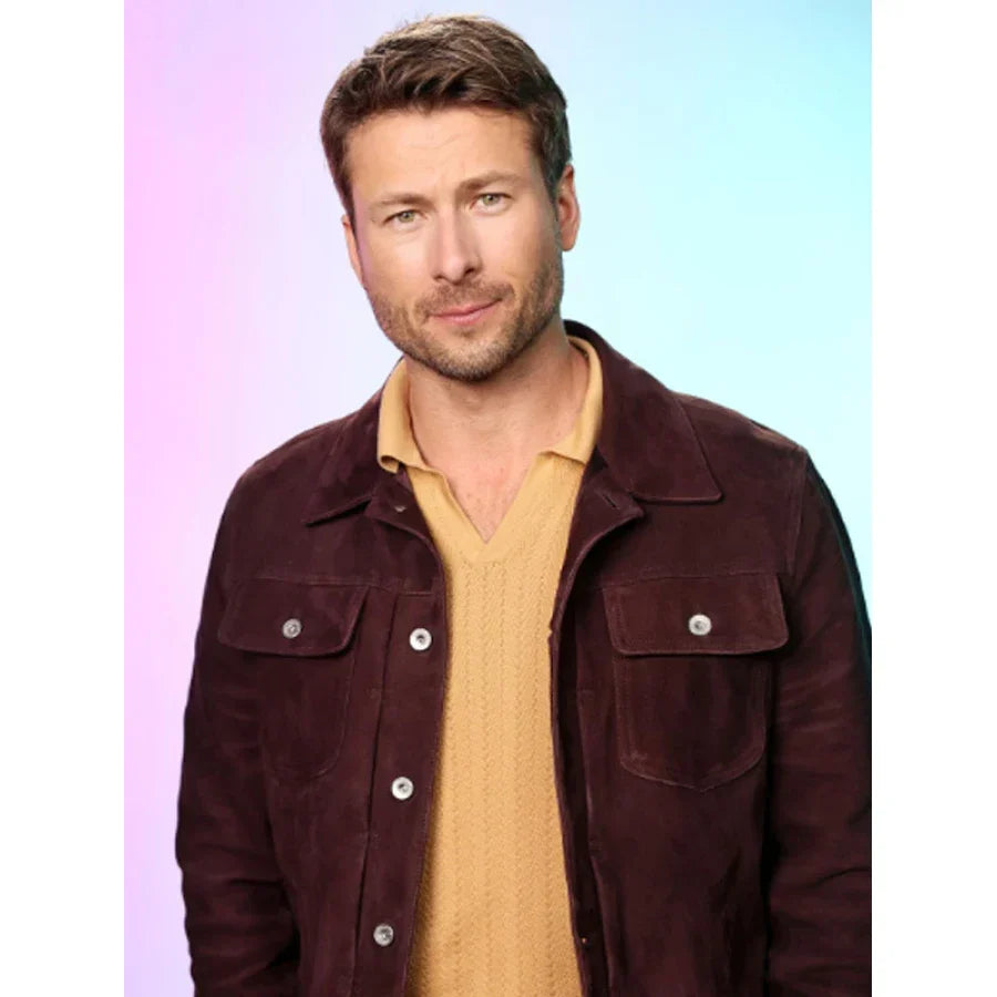 Glen Powell Hit Man Brown Jacket