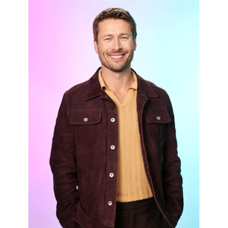 Glen Powell Hit Man Brown Jacket