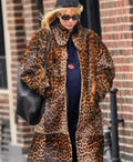 Jennifer Lawrence NYC Leopard Print Fur Coat

