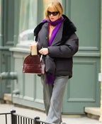 Shop Jennifer Lawrence 2026 Black Parachute Fabric Puffer Coat For Womens