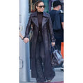 Jennifer Lopez Leather Long Coat