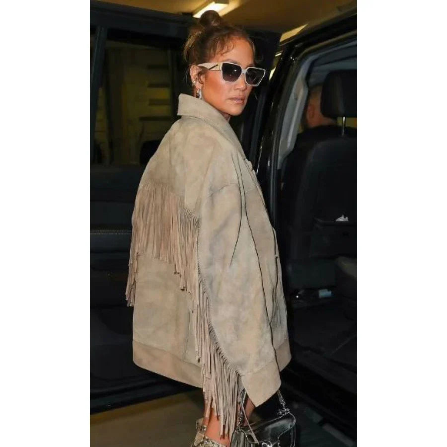 Jennifer Lopez Suede Leather Jacket