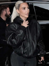 New York Street Style Kim Kardashian Leather Jacket