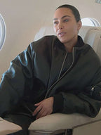 Kim Kardashian Oversized Black Bomber Jacket
