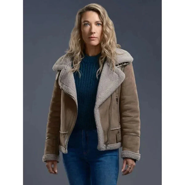 Eve Harris La Brea S02 Shearling Brown Leather Jacket