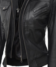 Women Leather Jacket With Hood Burgh