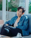 Lee Jung-jae Nice To Not Meet You TV Series 2025 Gi-hun Blue Leather Jacket For Mens
