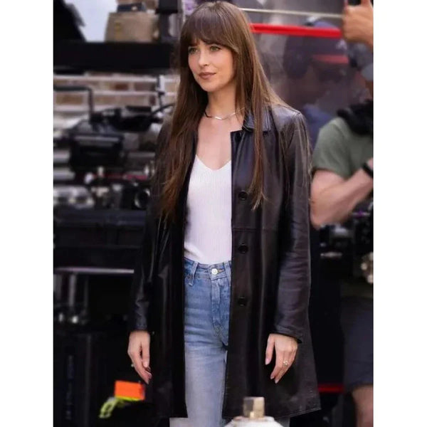 Materialists 2024 Dakota Johnson Leather Jacket