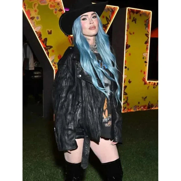 Coachella 2024 Megan Fox Black Leather Jacket