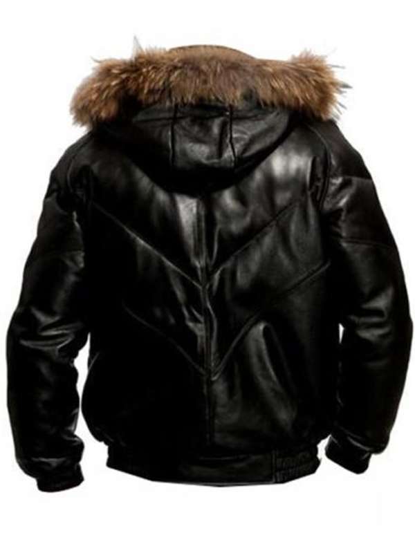 Men Casual Black Bomber Leather Jacket