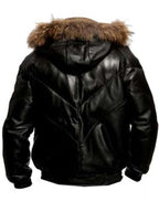 Men Casual Black Bomber Leather Jacket