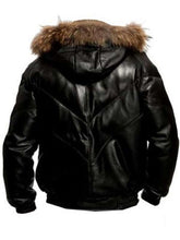 Men Casual Black Bomber Leather Jacket