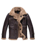 Men Lambskin Shearling Bomber Brown Leather Jacket