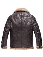 Men Lambskin Shearling Bomber Brown Leather Jacket