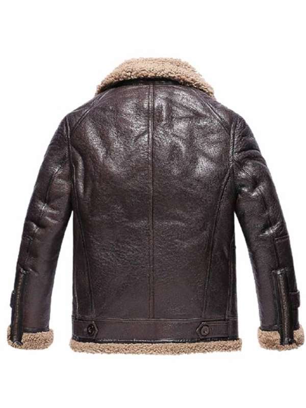 Men Lambskin Shearling Bomber Brown Leather Jacket