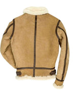 Men Brown Shearling Suede Leather Jacket