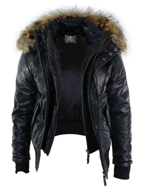 Mens Flying Aviator Bomber Leather Jacket
