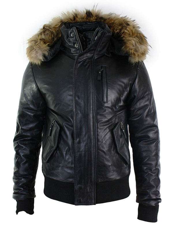 Mens Flying Aviator Bomber Leather Jacket