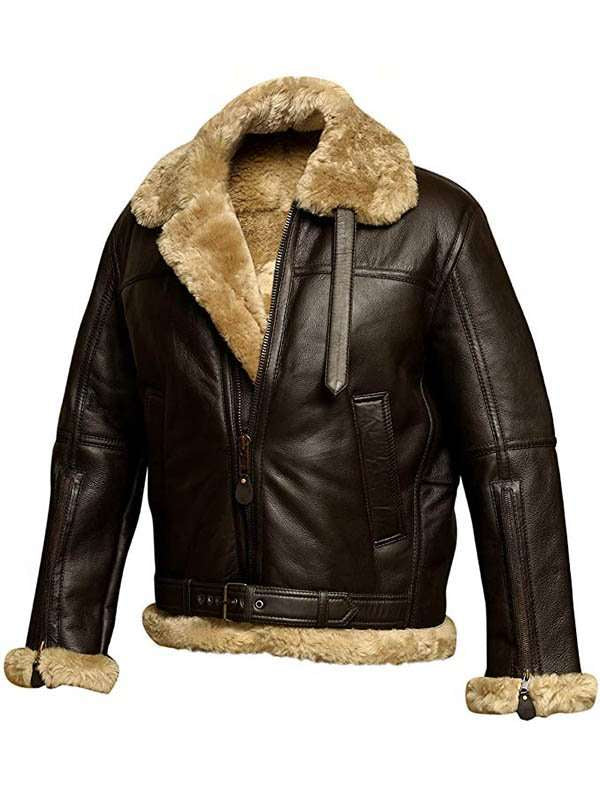 Mens RAF Bomber Ginger Aviator Shearling Jacket