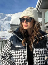 Michelle Keegan Houndstooth Puffer Ski Jacket