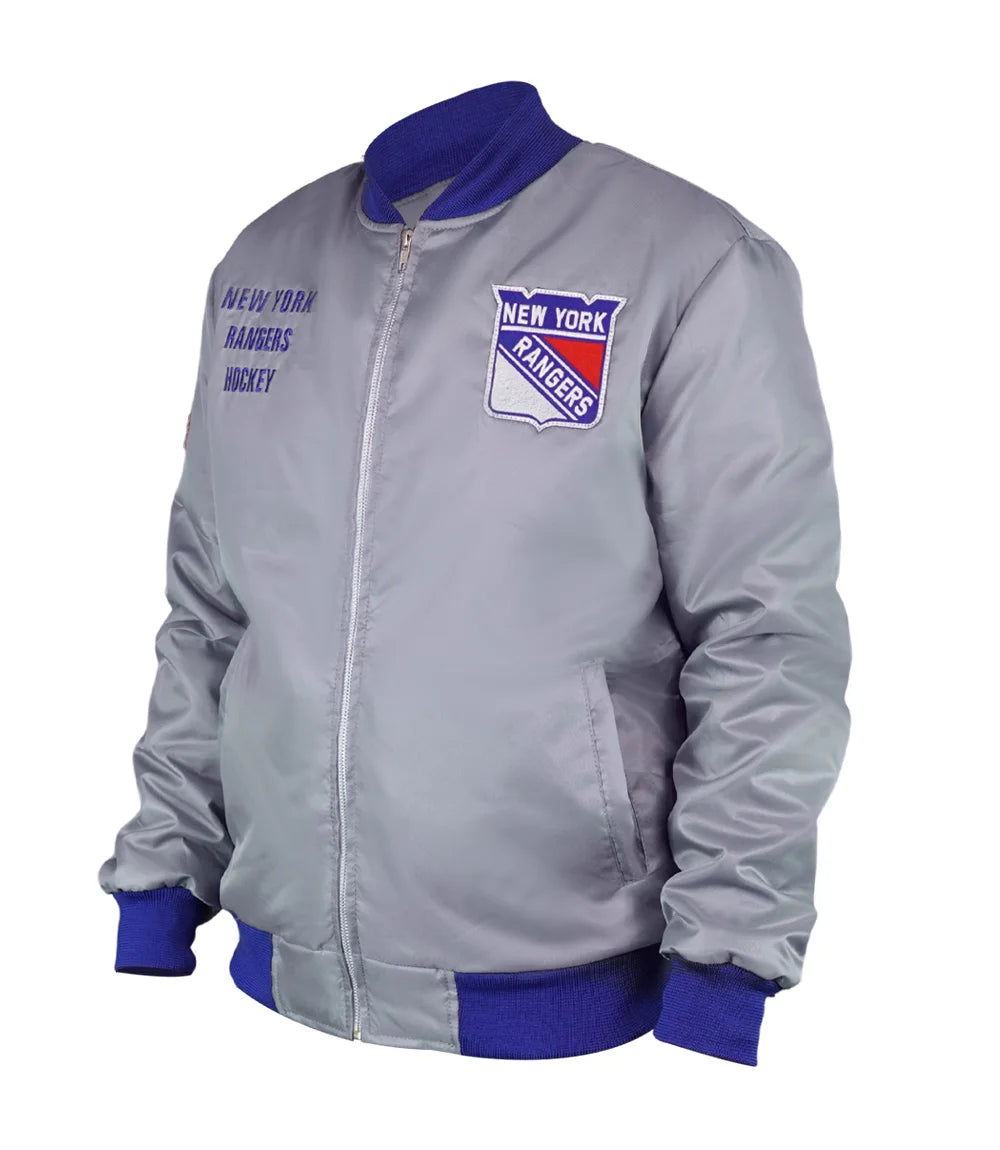 NY Rangers Team OG 2.0 Silver Satin Jacket